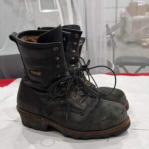 Rocky Black Leather steel toe work Boots
